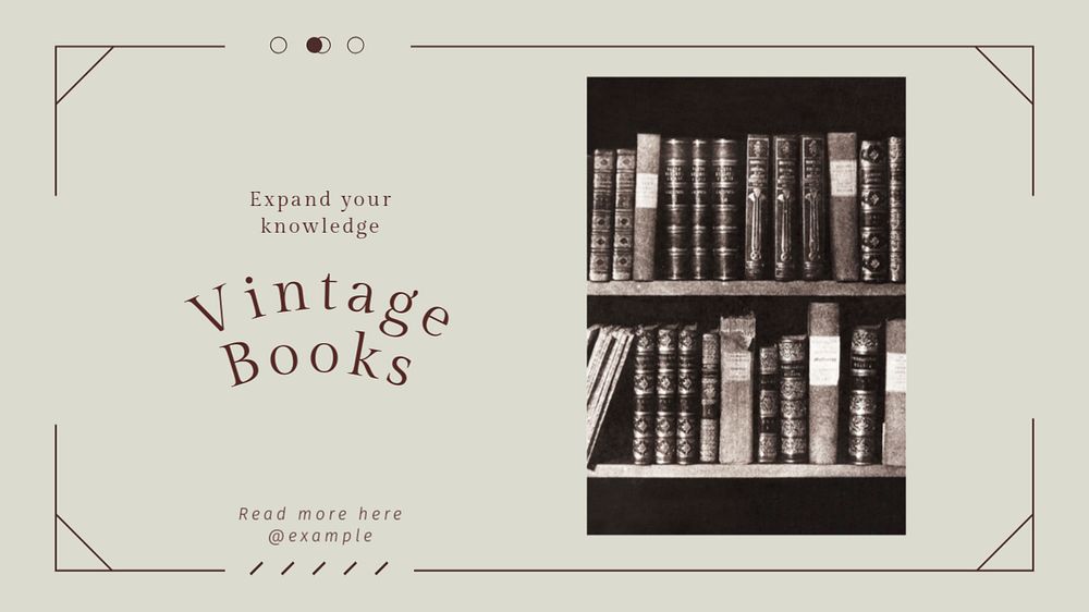 Vintage books blog banner template, editable text