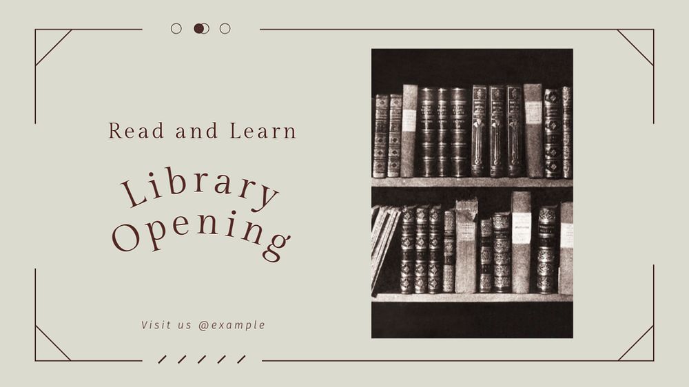 Library opening blog banner template, editable text