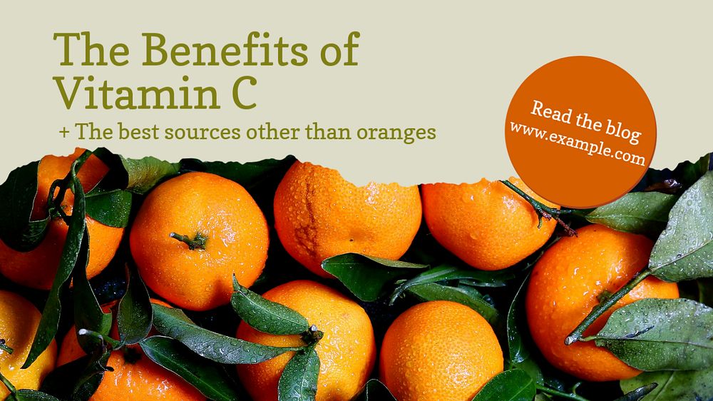 Vitamin C blog banner template, editable text