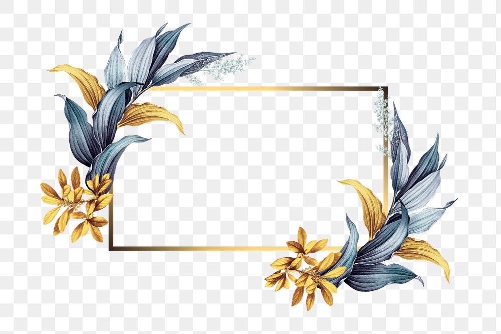 Leaf gold frame png element, editable design