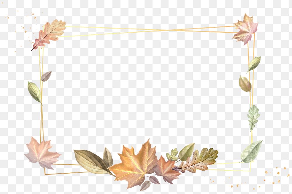 Leaf gold frame png element, editable design