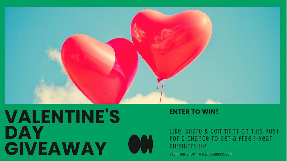 Valentine's day giveaway blog banner template, editable text