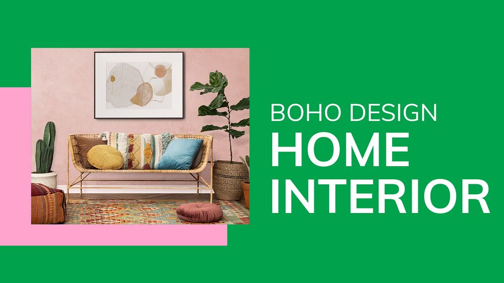 Home interior blog banner template, editable text