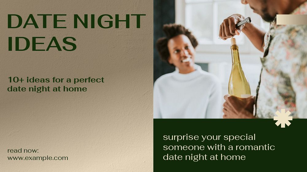 Date night ideas blog banner template, editable text