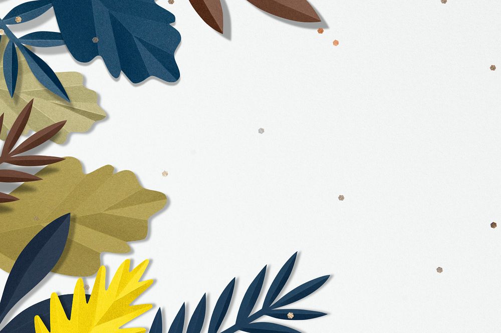 Paper craft leaf border background, editable design