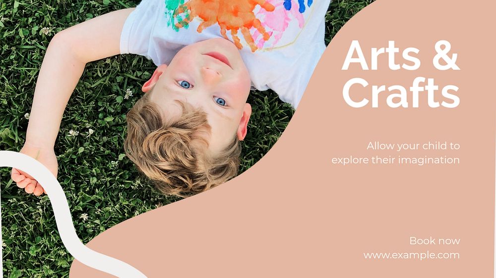 Art for kids blog banner template, editable text