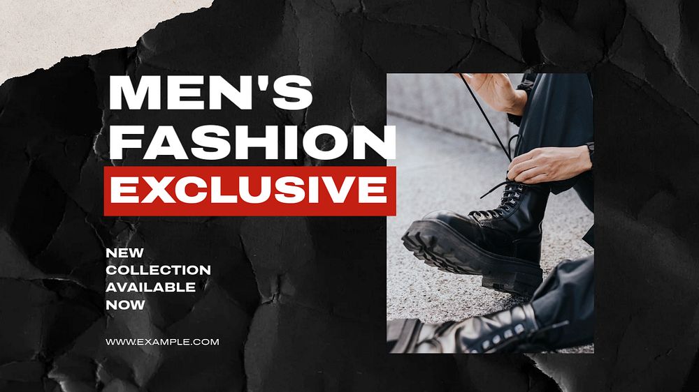 Men's fashion blog banner template, editable text