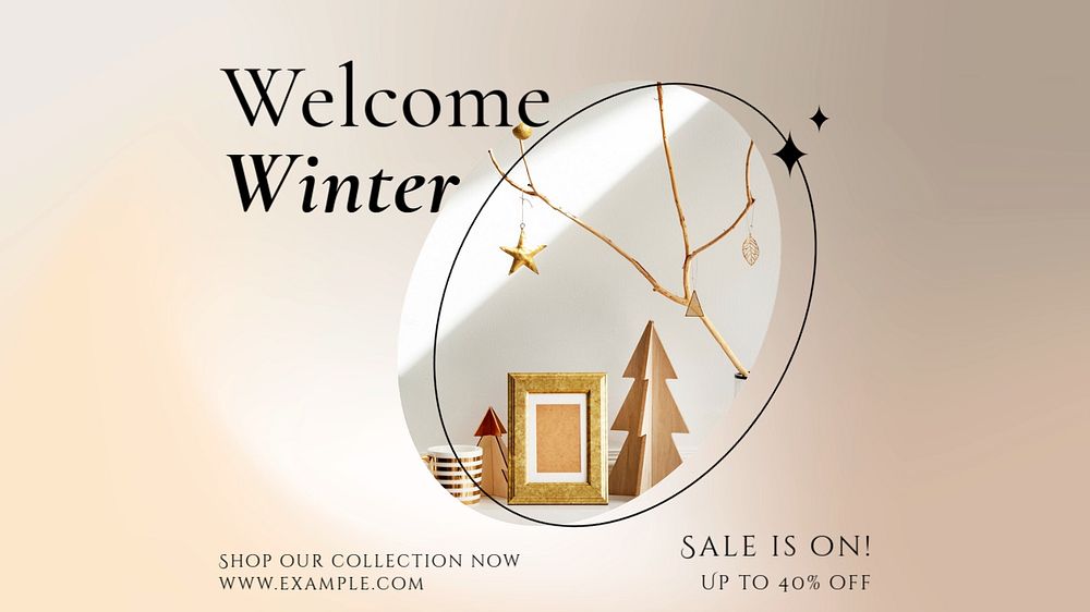 Welcome winter sale blog banner template, editable text