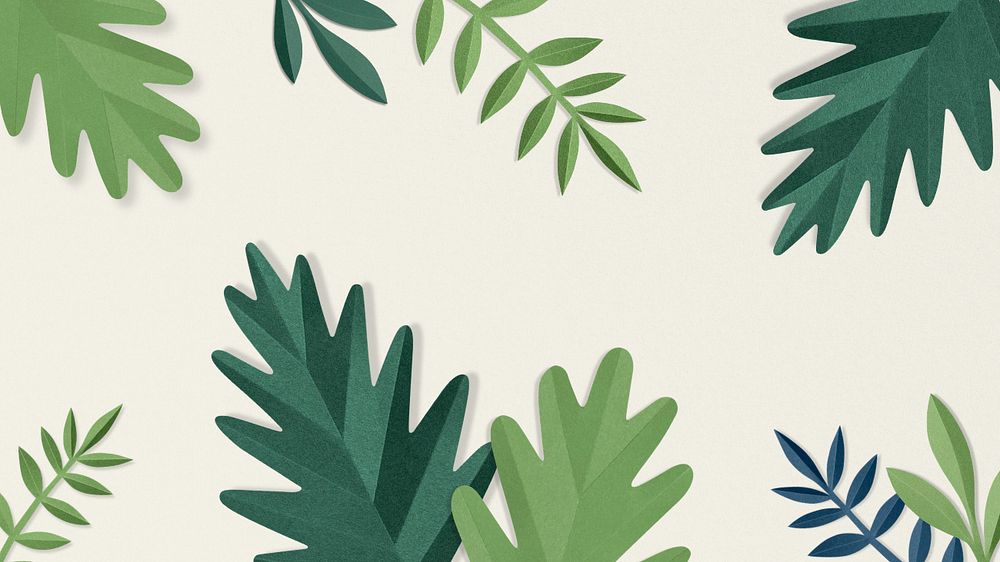 Paper craft leaf desktop wallpaper, editable design