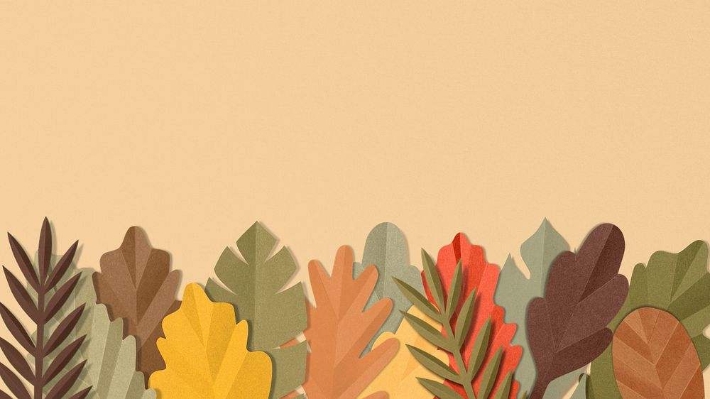 Paper craft leaf desktop wallpaper, editable design