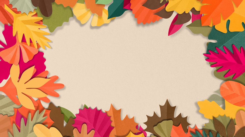 Paper leaf frame desktop wallpaper, editable design