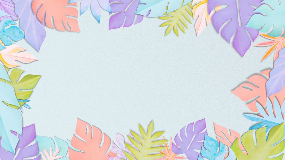 Paper leaf frame desktop wallpaper, editable design