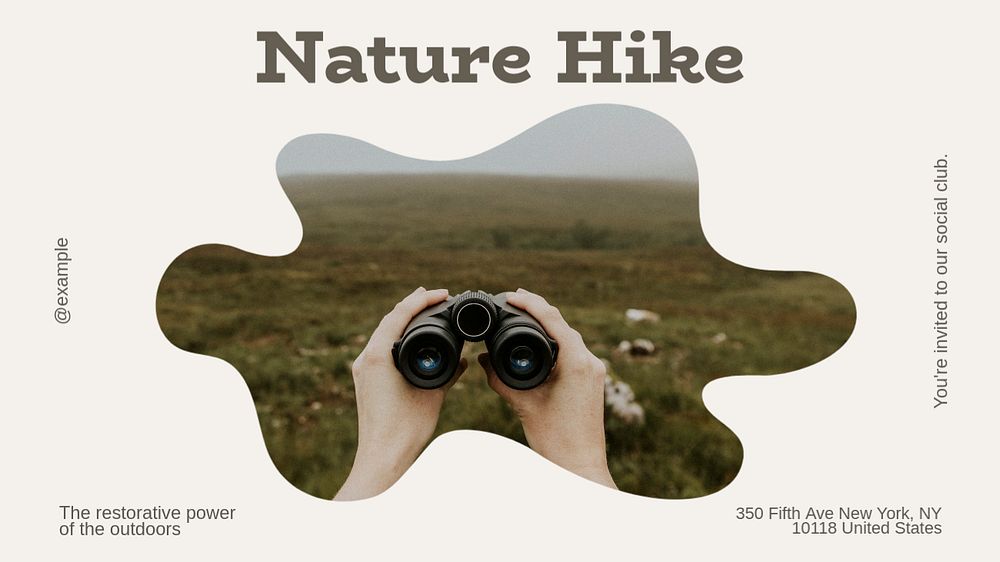 Nature hike blog banner template, editable text