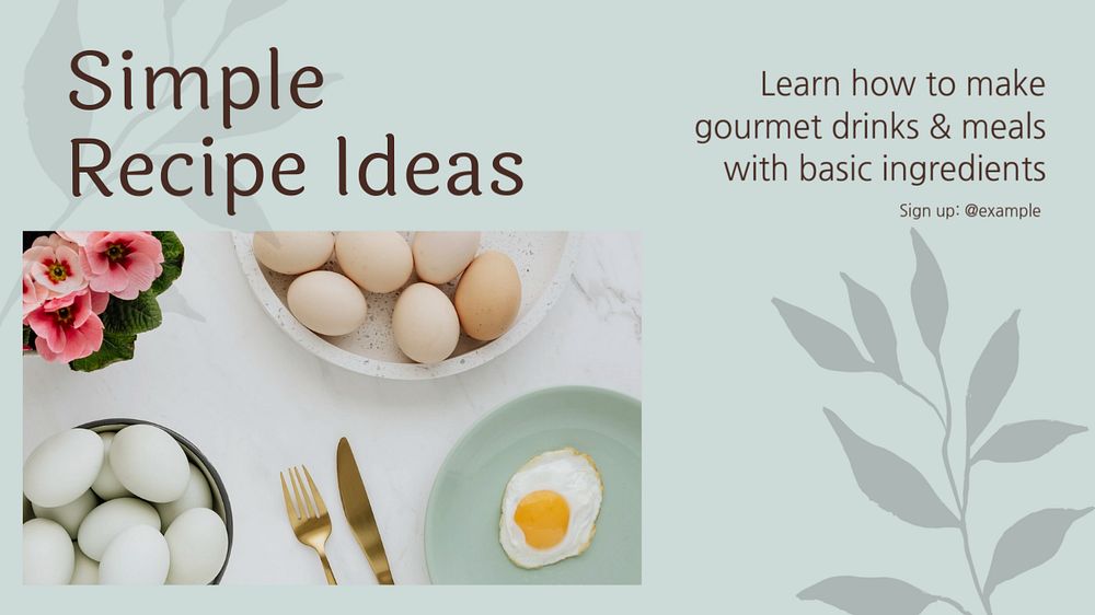 Recipe ideas blog banner template, editable text