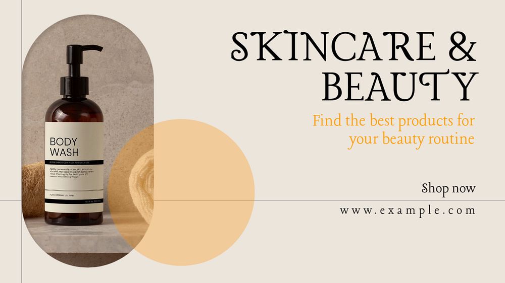 Skincare & beauty blog banner template, editable text