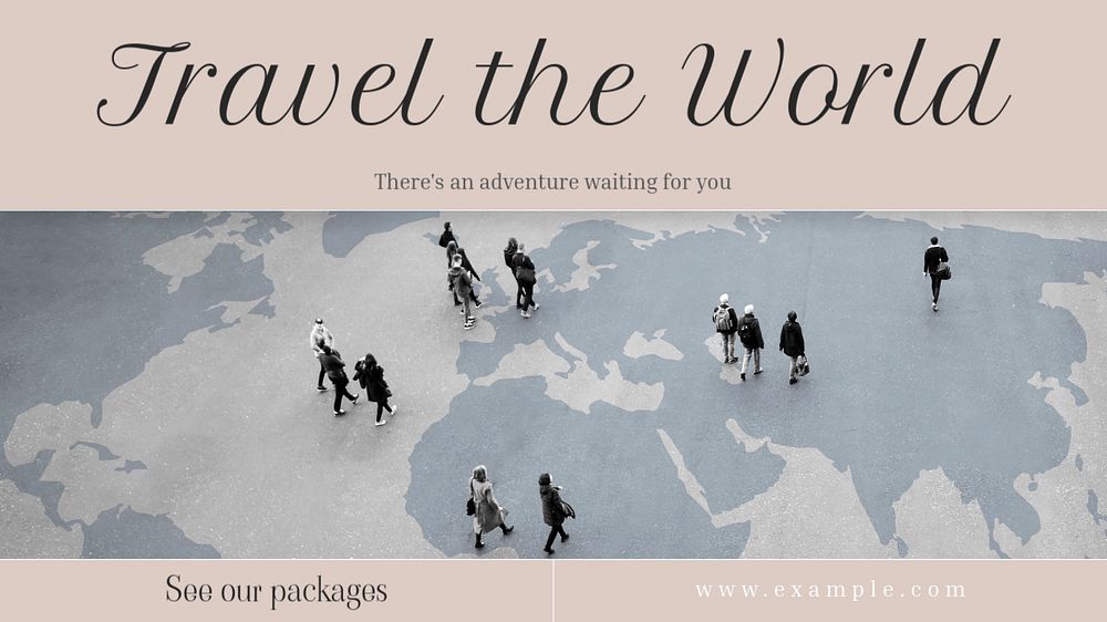 Travel the world blog banner template, editable text