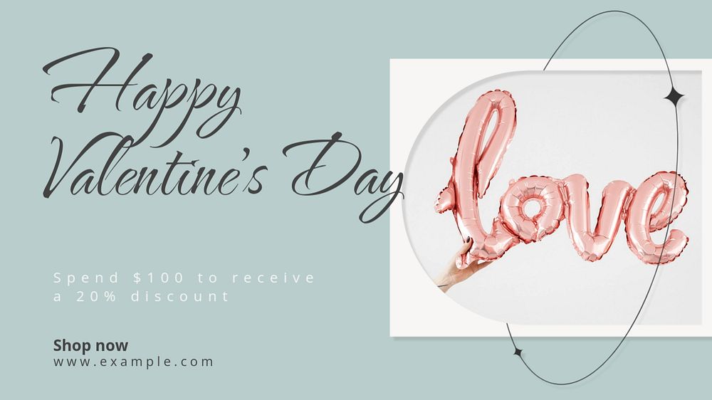 Happy valentine's day blog banner template, editable text