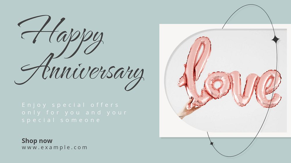 Happy anniversary blog banner template, editable text