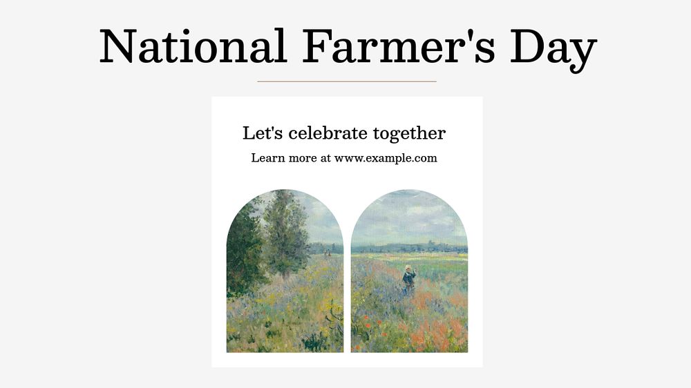 National farmer's day blog banner template, editable text