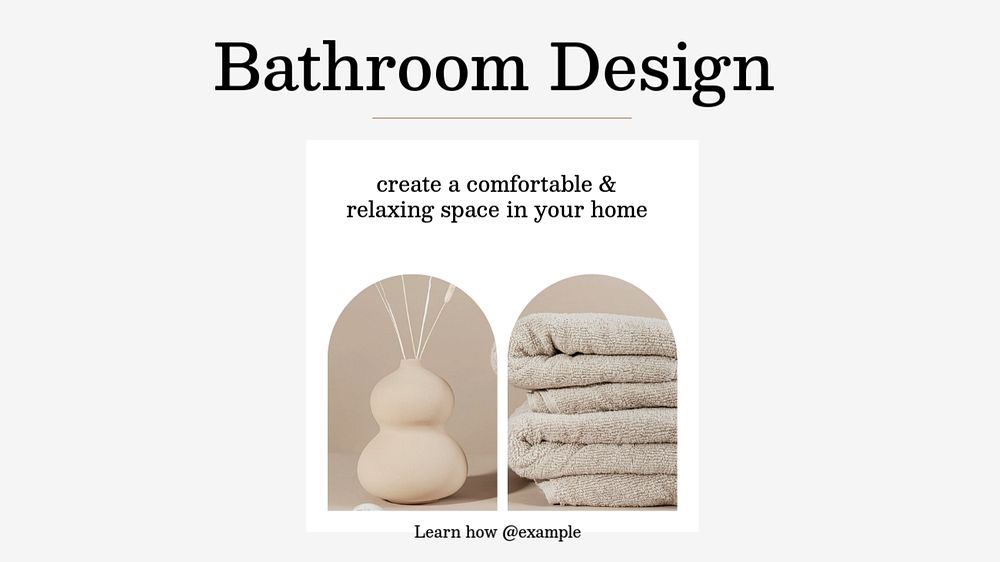 Bathroom design blog banner template, editable text