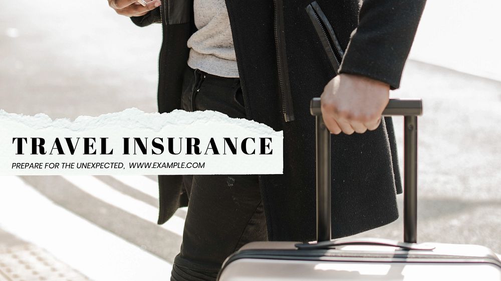 Travel insurance blog banner template, editable text