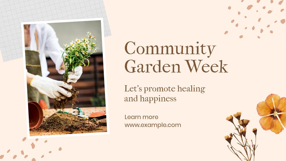 Community garden week blog banner template, editable text