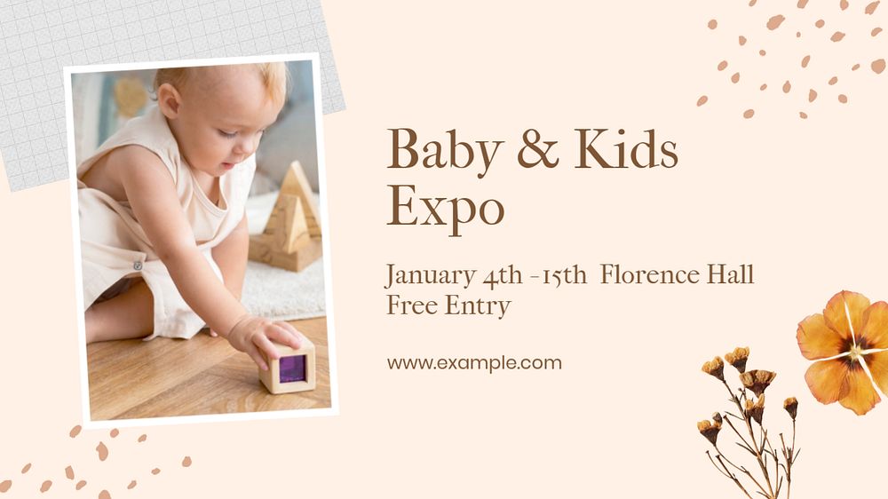 Kids & baby expo blog banner template, editable text