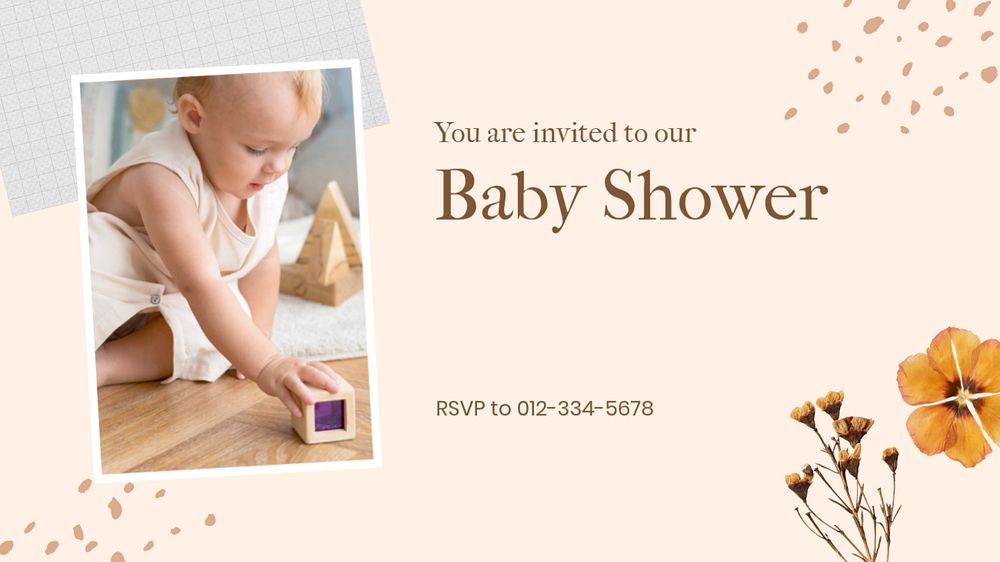 Baby shower blog banner template, editable text