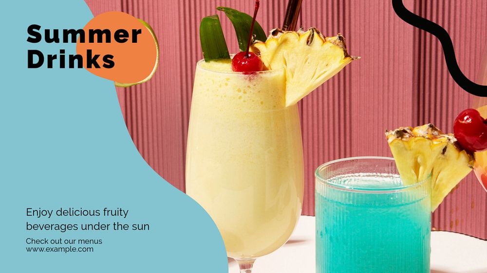 Summer drinks blog banner template, editable text