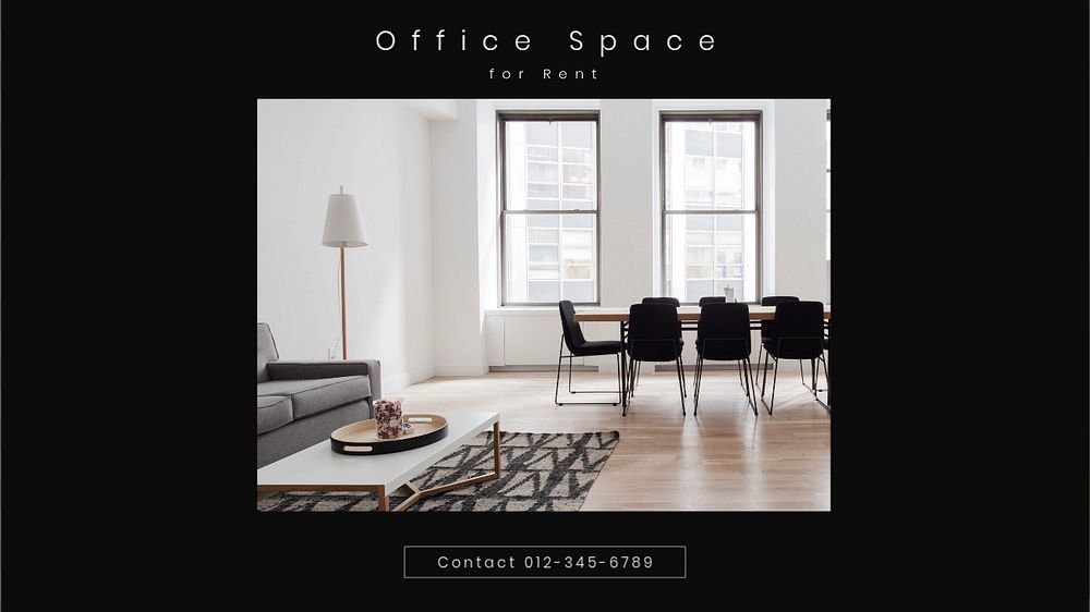 Office space blog banner template, editable text