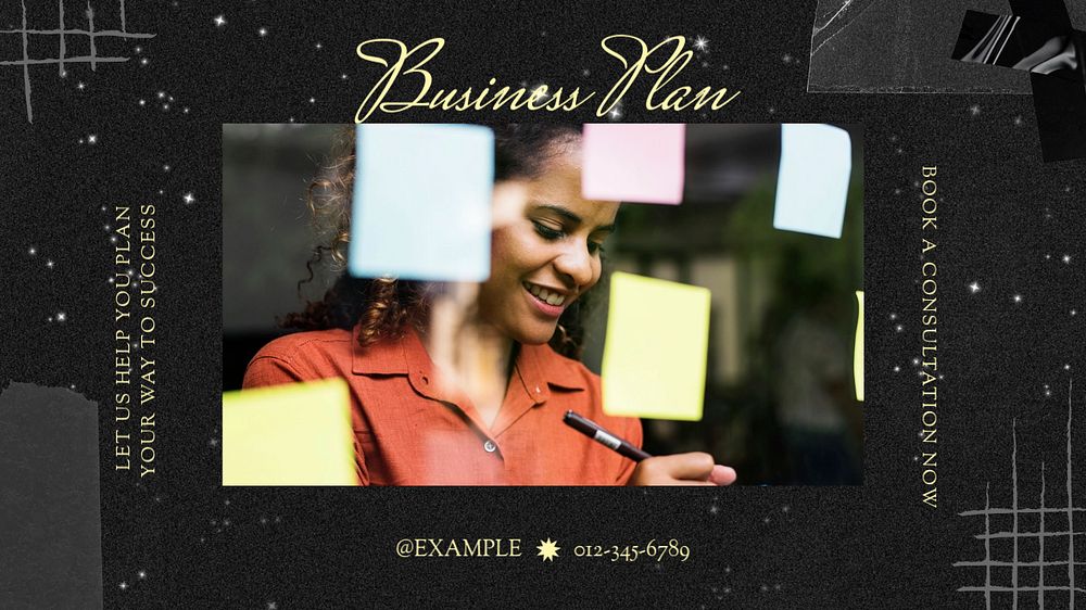 Business plan blog banner template, editable text