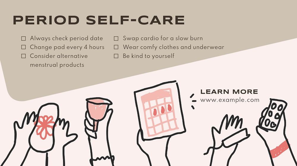 Period self care blog banner template, editable text