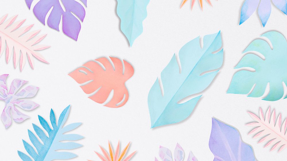 Paper craft leaf desktop wallpaper, editable design