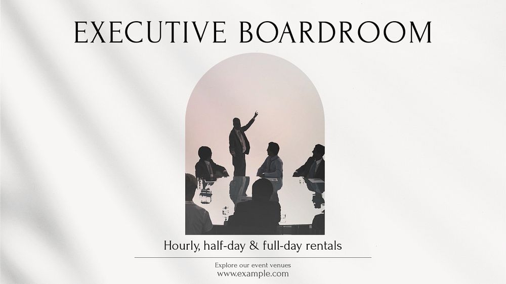 Executive boardroom blog banner template, editable text