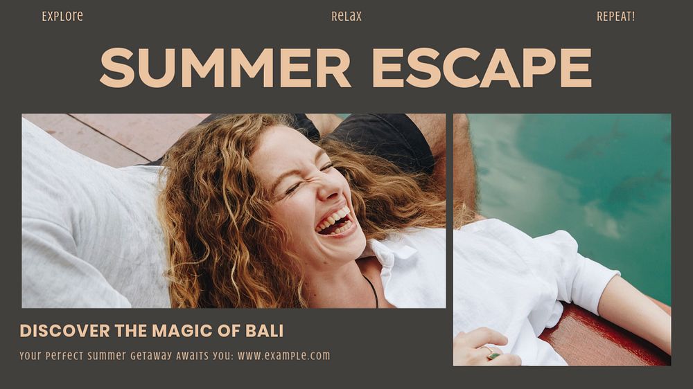 Summer escape blog banner template, editable text