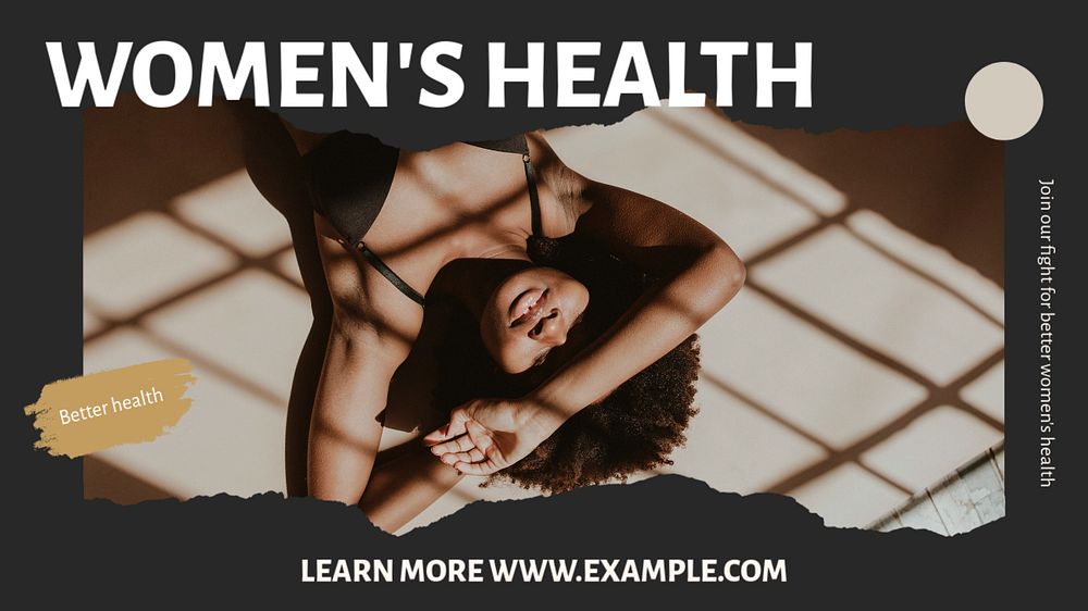 Women's health blog banner template, editable text