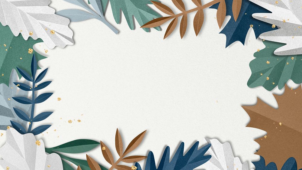 Paper leaf frame desktop wallpaper, editable design