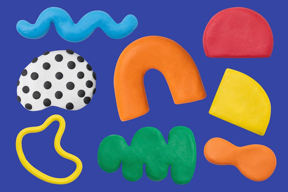 Colorful abstract clay shape set, customizable design