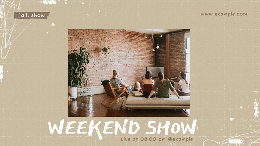 Weekend show blog banner template, editable text