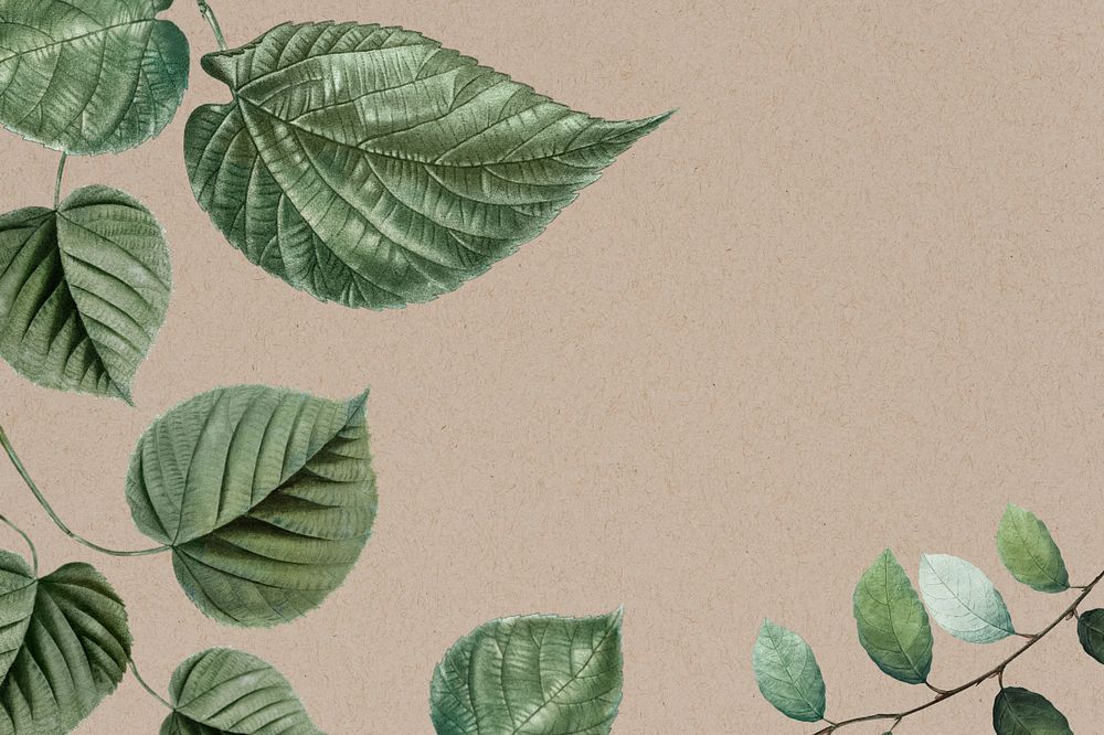 Editable leaf border brown background design