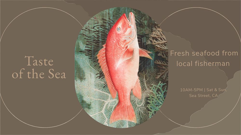 Seafood restaurant blog banner template, editable text