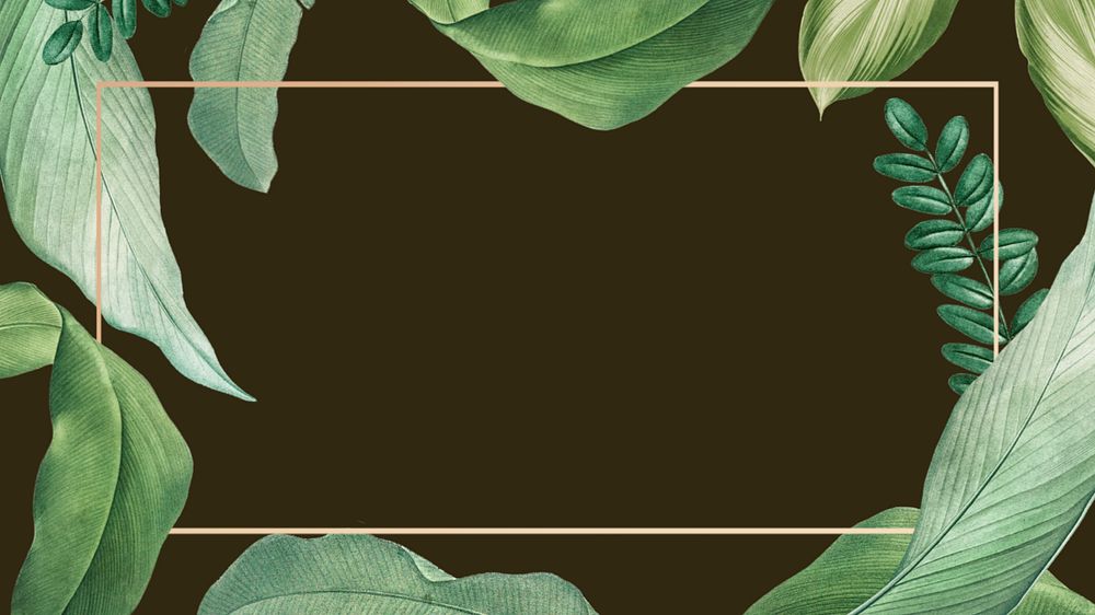 Leaf gold frame, editable tropical design