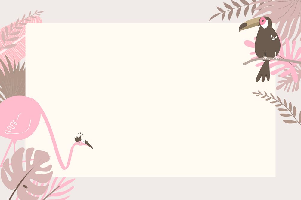 Pastel summer botanical frame background, editable beige design