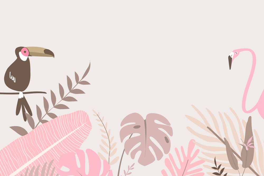 Pink pastel tropical border background, editable beige design