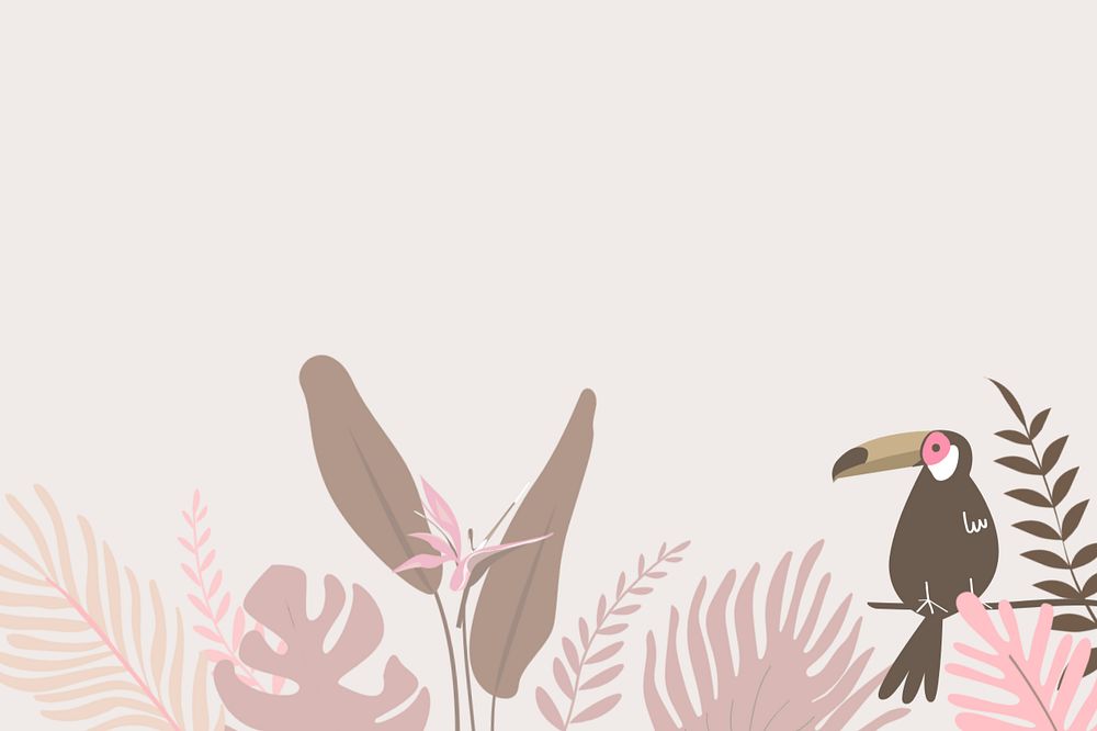 Pink pastel toucan border background, editable beige design