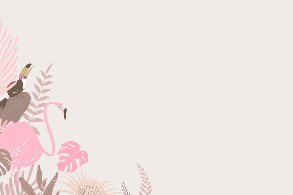 Pink pastel bird border background, editable beige design