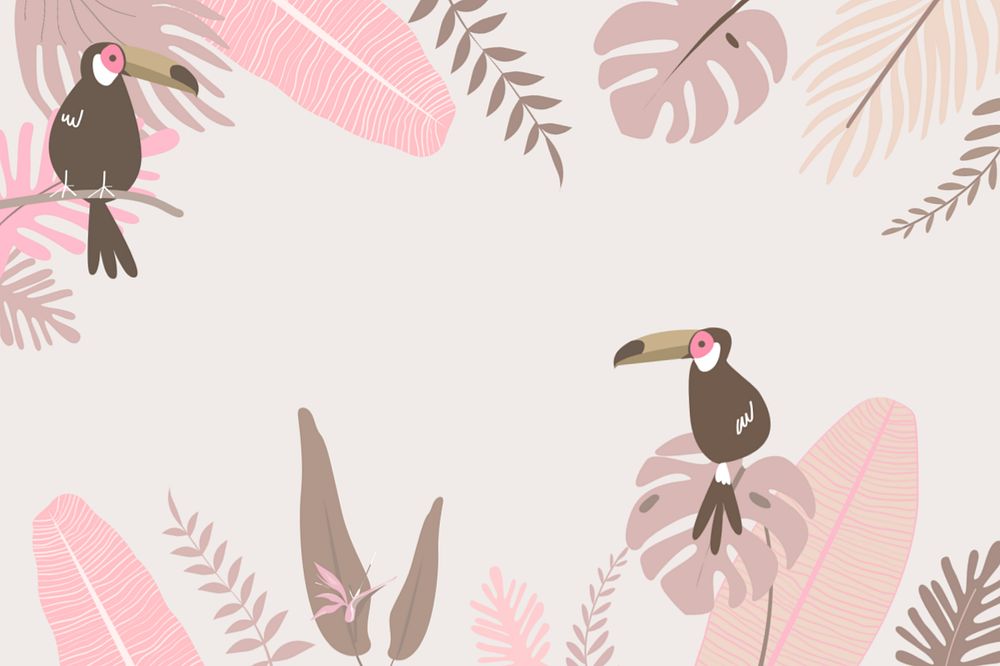 Pink pastel toucan border background, editable beige design