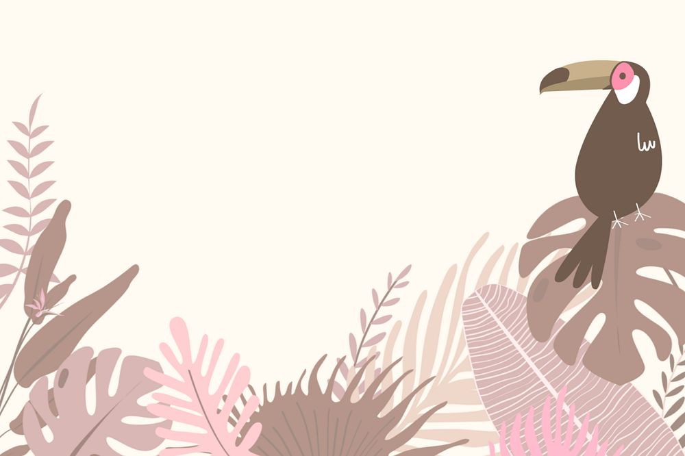 Pink pastel toucan border background, editable beige design