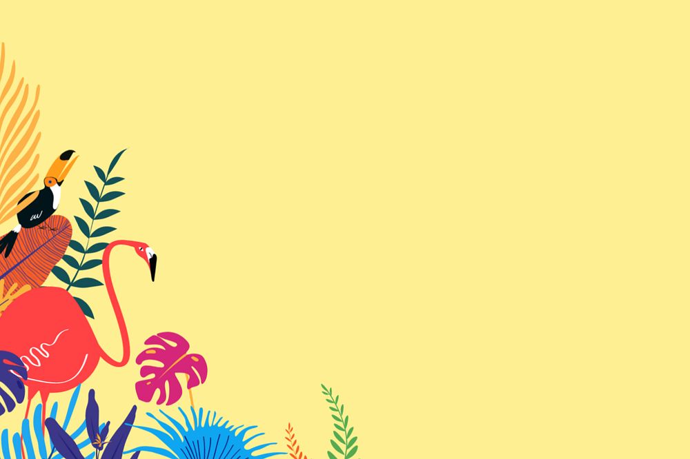 Colorful summer tropical border background, editable yellow design