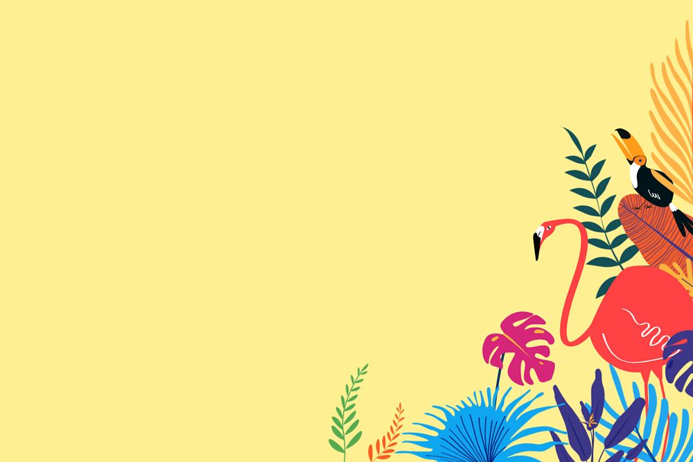 Colorful summer tropical border background, editable yellow design